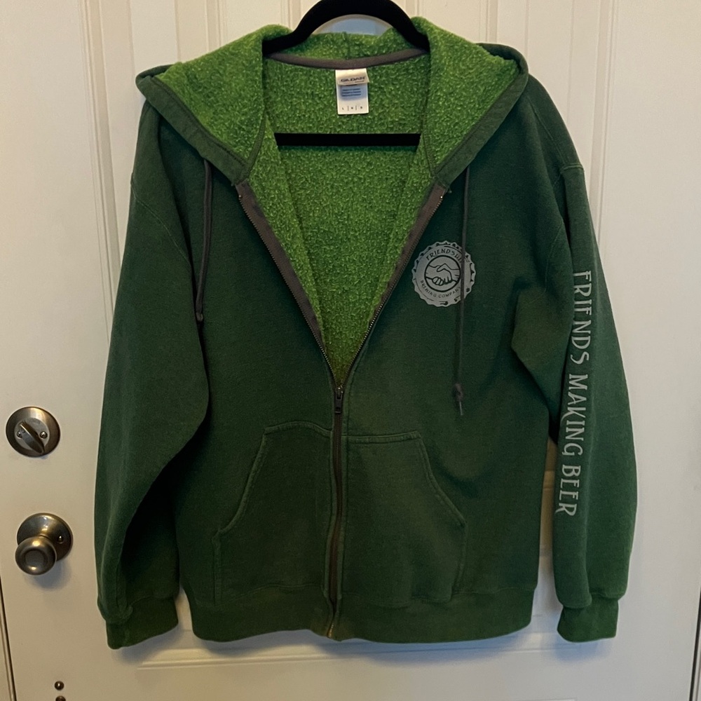 Friendship Brewing Company Irish green zip up hoodie beer Missouri Large